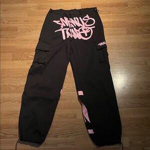 Men's Black and Pink Cargo Pants